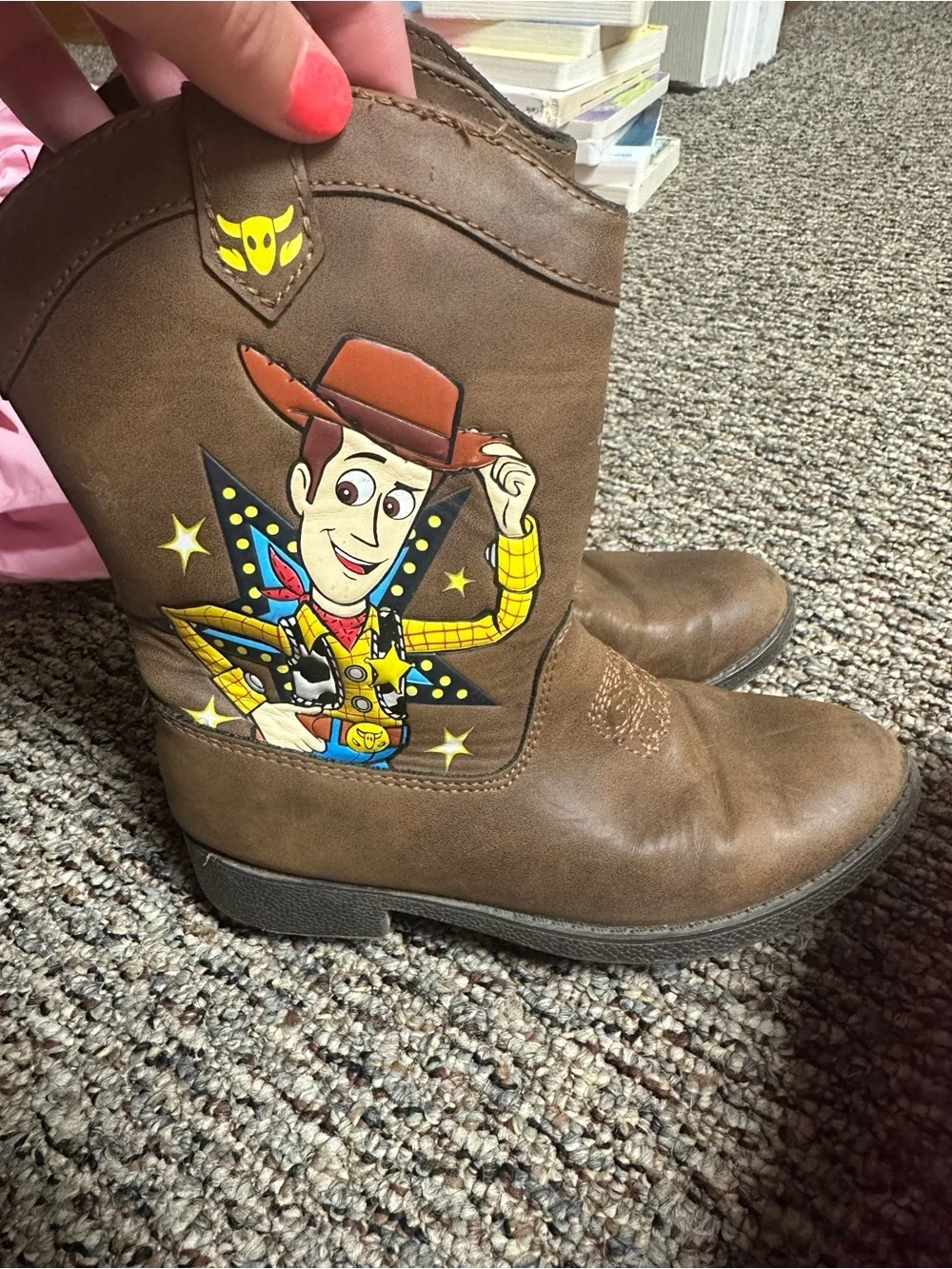Kids Brown Cowboy Boots with Woody Graphic
